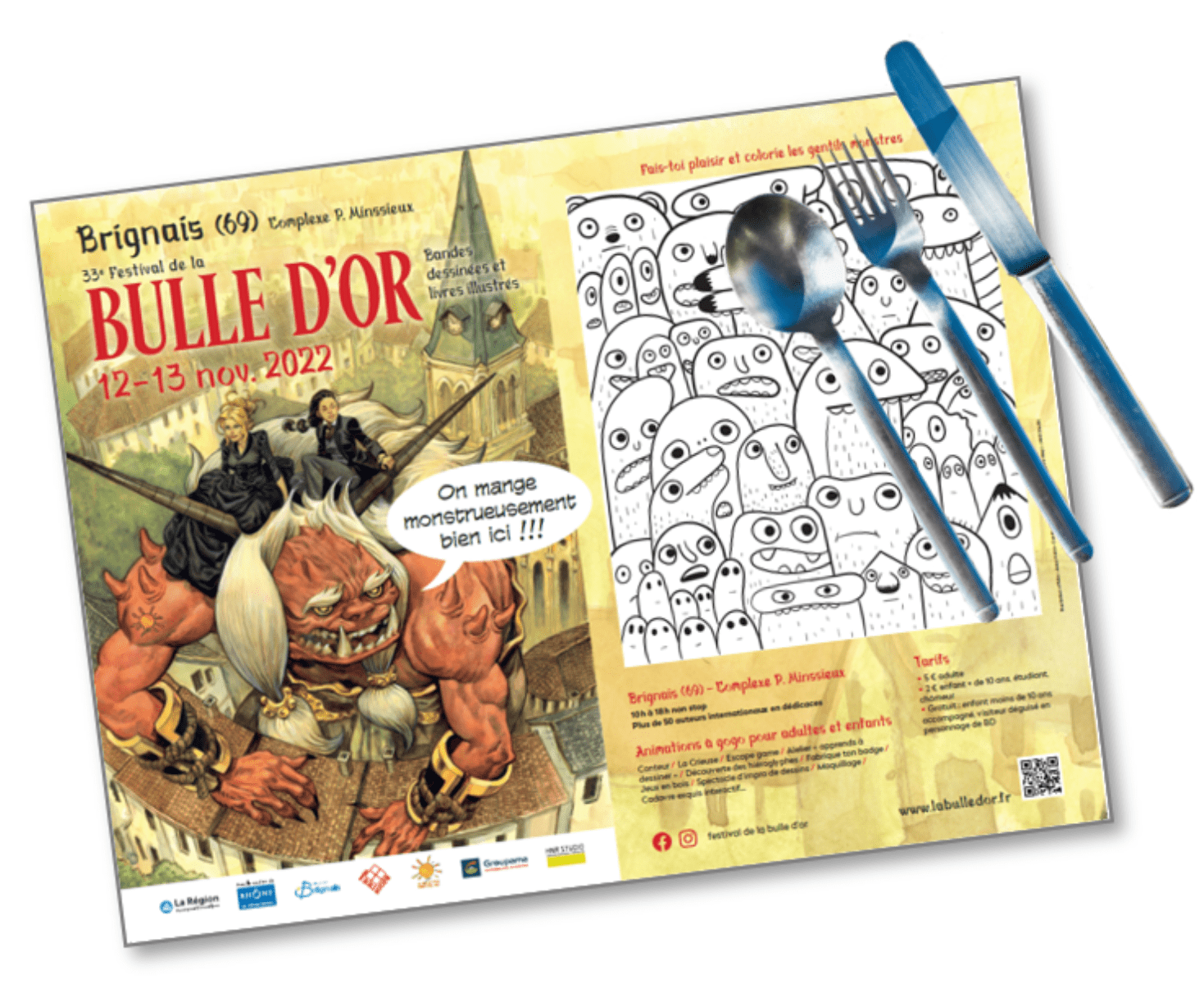 set-de-table-publicitaire-festival-de-la-bulle-d-or-groupe-com-unique-min Campagne de communication du Festival de la Bille d'Or par le groupe Com'Unique